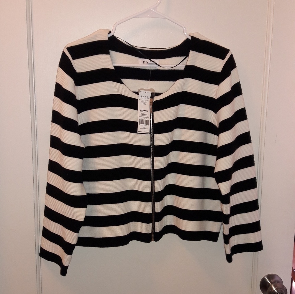 Stripped Zip up Sweater